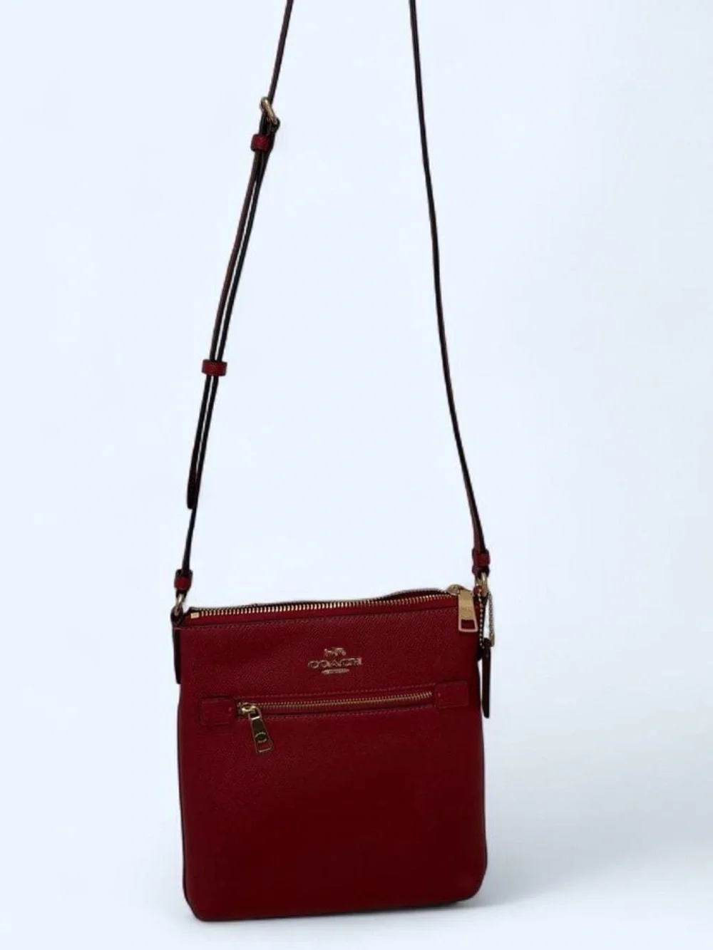 COACH Mini Rowan File Bag Red Leather Crossbody Bag